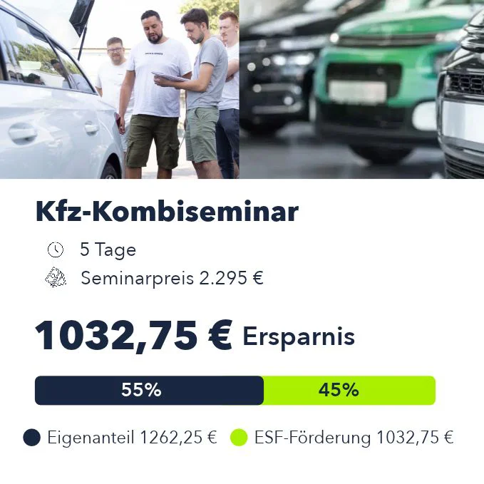 Beispiel für die ESF-Förderung bei der Weiterbildung zum Kfz-Kombigutachter beim SB.Werk