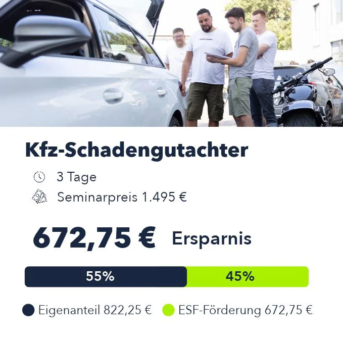 Beispiel für die ESF-Förderung bei der Weiterbildung zum Kfz-Schadengutachter beim SB.Werk
